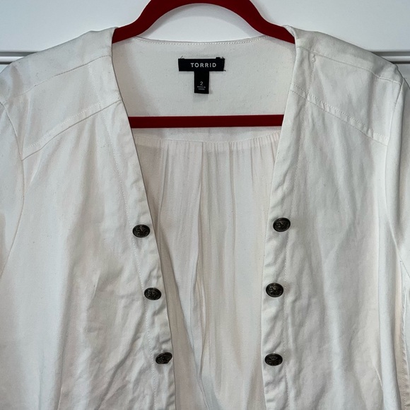 Torrid Ivory 2x Plus Size Lace Detail Blazer/Military Jacket - Picture 12 of 13